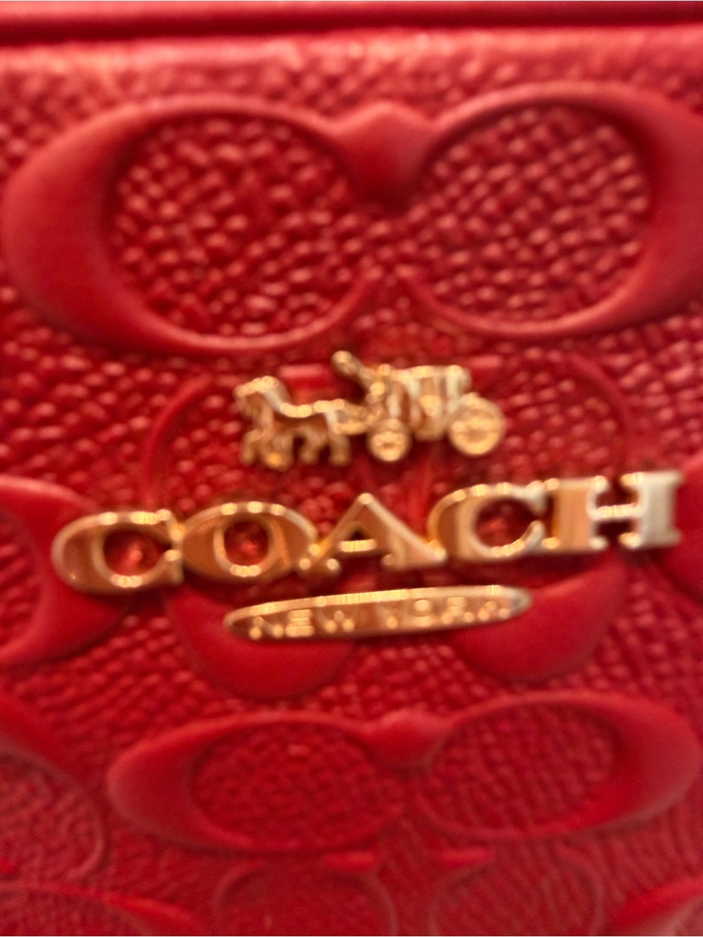 Coach Red Signature Embossed Crossbody Bag - Picture 14 of 16
